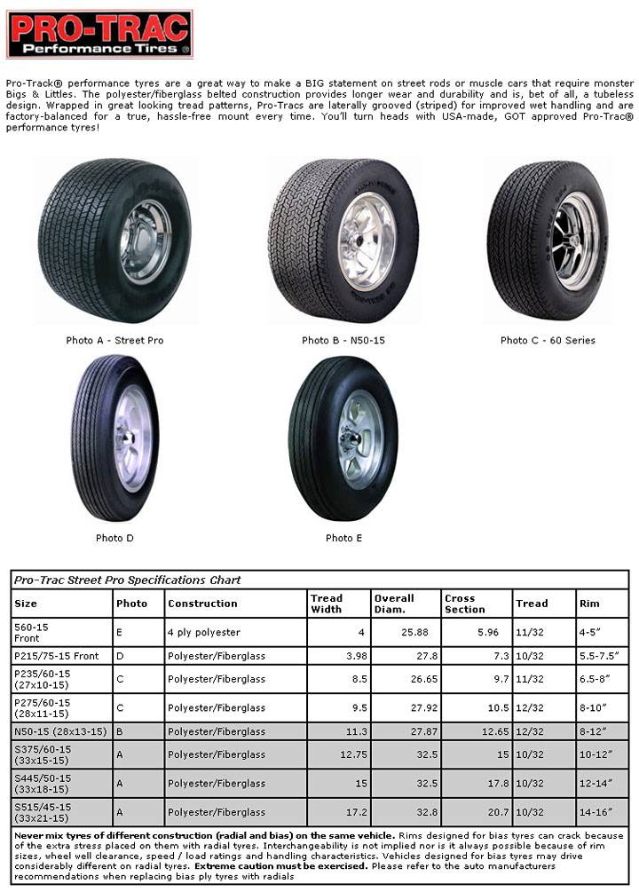 Auto Trac Size Chart